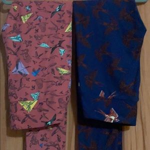 TWO LuLaRoe OneSize bird pattern leggings!NWOT
